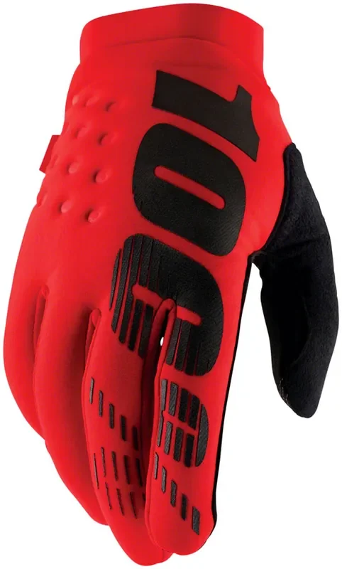 100% Brisker Gloves – Red Full Finger Mens Small