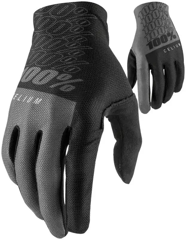 100% Celium Gloves – Black/Gray Full Finger Mens Large