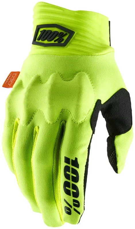 100% Cognito Gloves – Flourescent Yellow/Black Full Finger Mens Medium