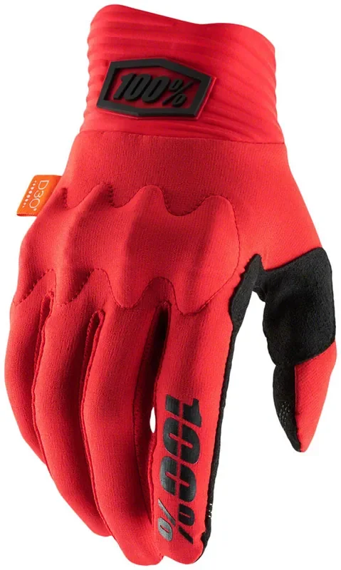 100% Cognito Gloves – Red/Black Full Finger Mens Small