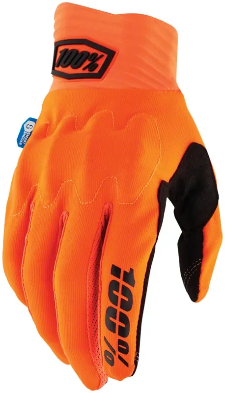 100% Cognito Smart Shock Gloves – Flourescent Orange Full Finger Medium