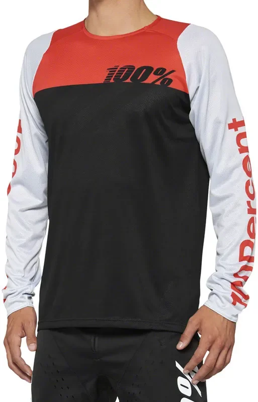 100% R-Core Jersey – Black/Red Long Sleeve Mens Large