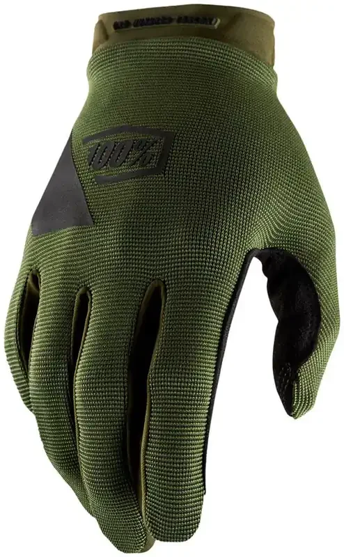 100% Ridecamp Gloves – Army Green/Black Full Finger Small