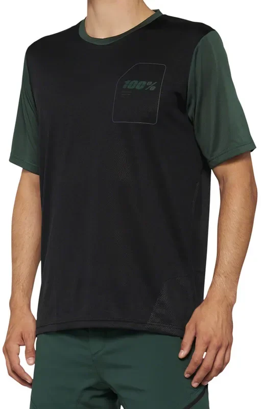 100% Ridecamp Jersey – Black/Green Short Sleeve Mens Small