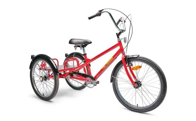 2025 Belize Bike Tri-Rider Industrial 3.0 24″ Speed Tricycle, Red Frame Black Fenders, 96443