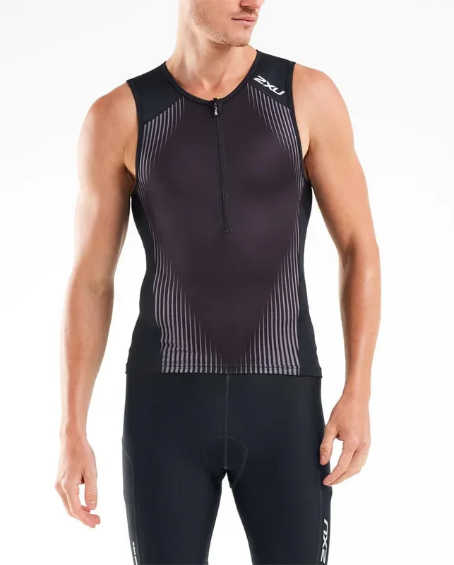2XU Men’s Perform Tri Singlet-Black/Shadow