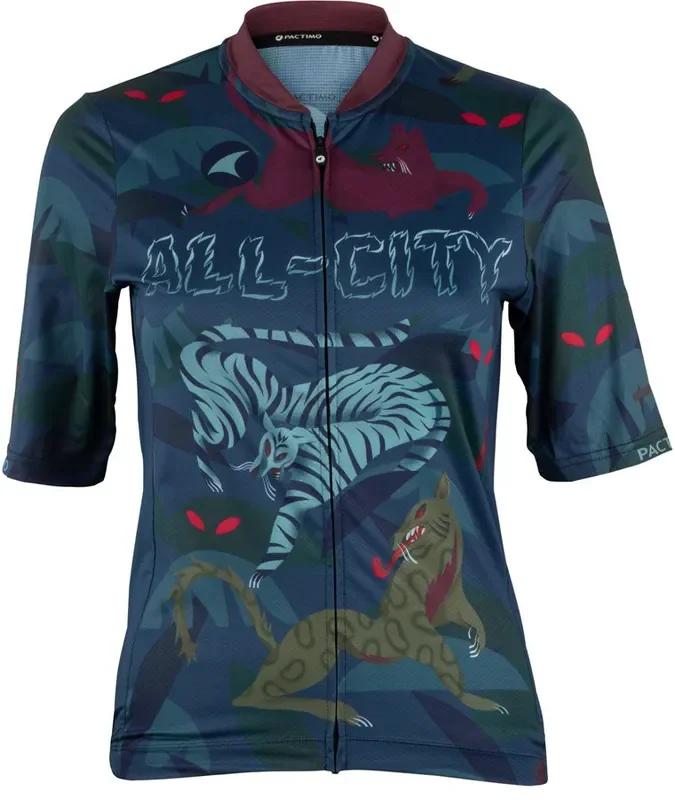 All-City Night Claw Womens Jersey – Dark Teal Spruce Green Mulberry Small