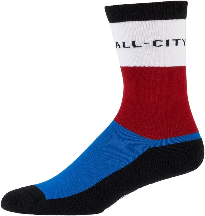 All-City Parthenon Party Sock – White Red Blue Black Small/Medium