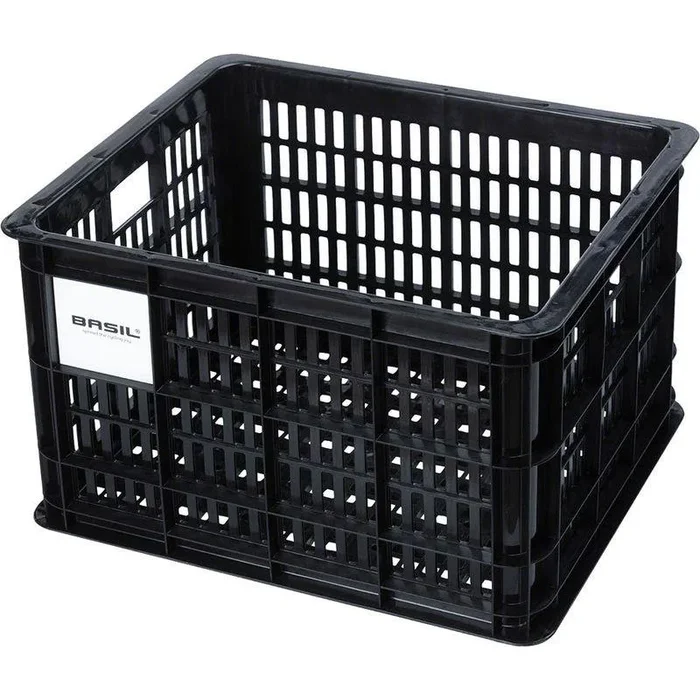Basil Bicycle Crate M 29.5L Recycled Synthetic Black Bicycle Baskets