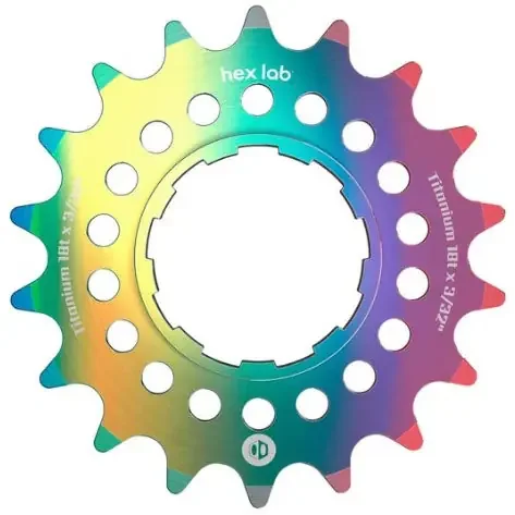 BOX Hex Lab 3/32″ CNC Titanium Cog Rainbow – 18t