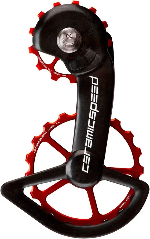 CeramicSpeed OSPW Pulley Wheel System Shimano 9100/9150 8000 SS/8050 SS – Coated Races Alloy Pulley Carbon Cage Red