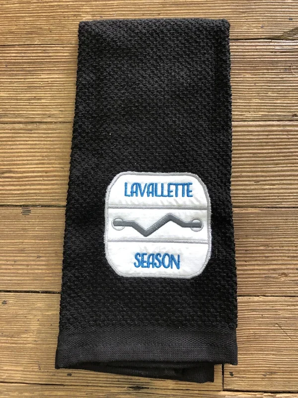 Custom Embroidered Dish Towel – Lavallette – Black