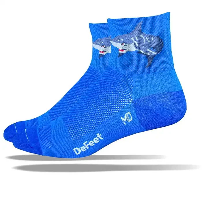 DeFeet Aireator 3″ Shark Attack! Socks 9.5-11.5 Blue