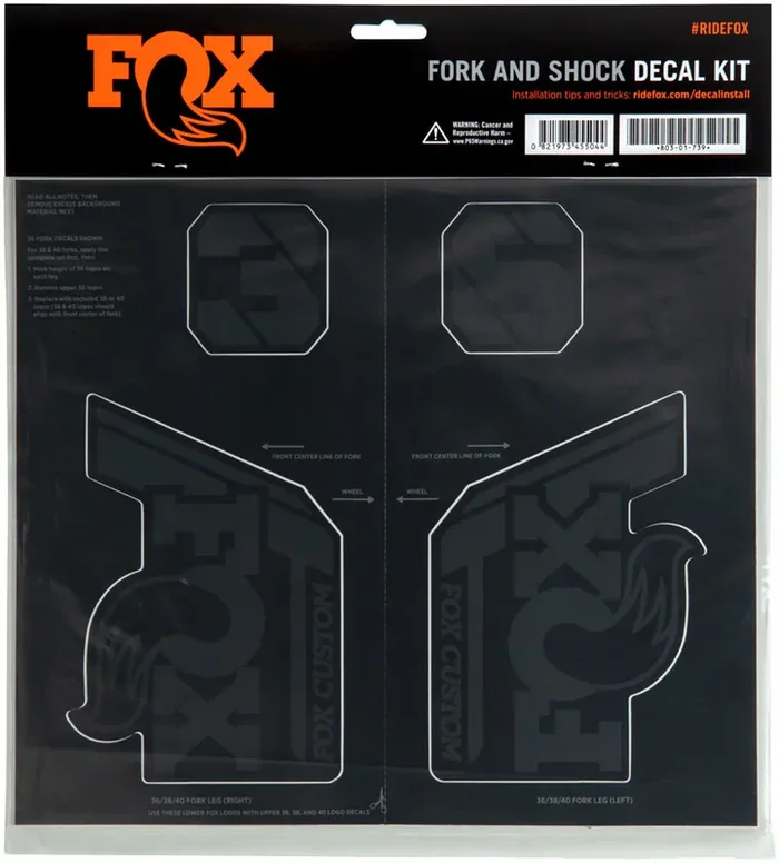FOX Fork and Shock Decal Kit – Stealth Black