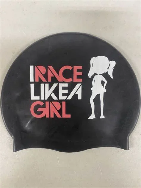 I Race Like A Girl Silicone Swim Cap