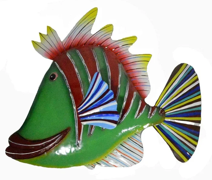 Metal Art – Green Red Lips Fish