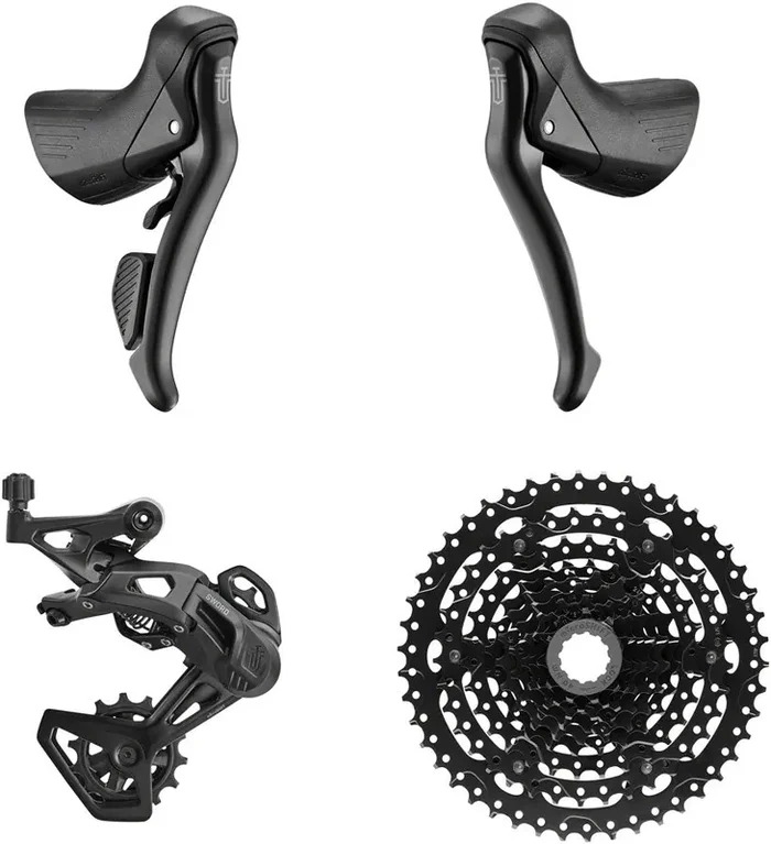microSHIFT Sword BLK 1×9-Speed Groupset – Includes Brake/Shifters Rear Derailleur Medium Cage 11-46t Cassette