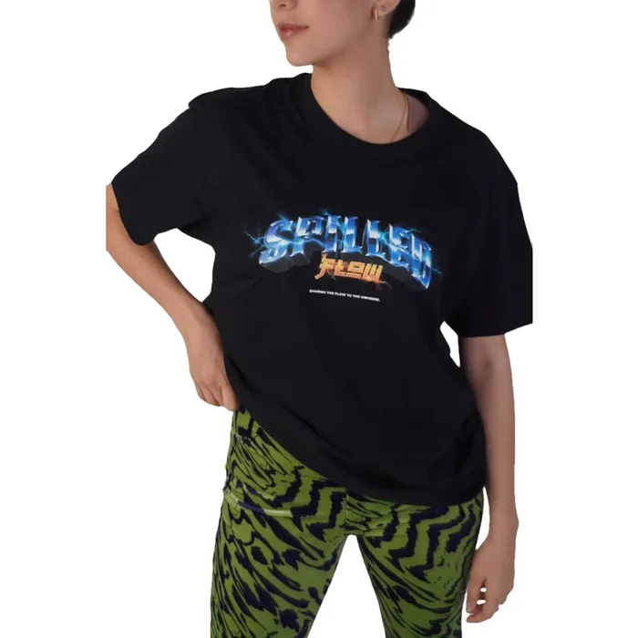 Playera Manga Corta Retrowave Black Spilled Flow