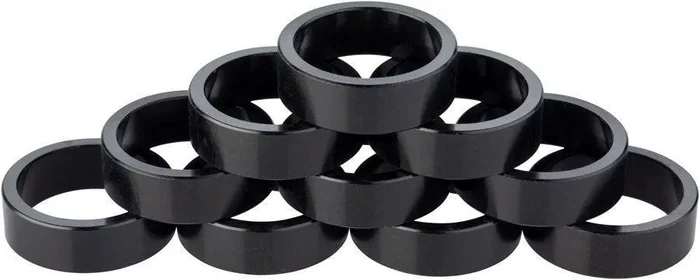 Problem Solvers Headset Stack Spacer – 25.4 10mm Aluminum Black Bag of 10