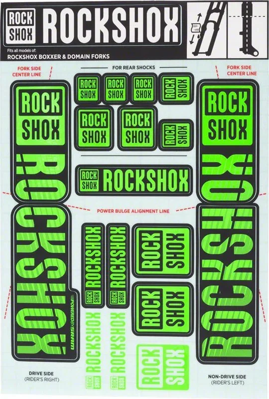 RockShox Fork Decal Kit – 35mm Dual Crown Green