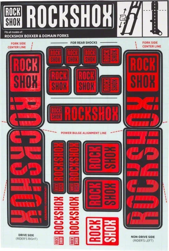 RockShox Fork Decal Kit – 35mm Dual Crown Red