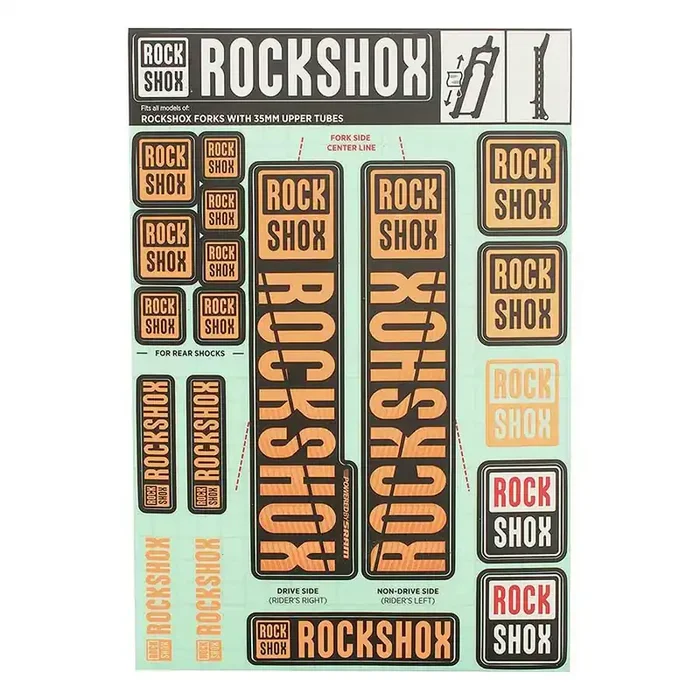 RockShox Fork Decal Kit – 35mm Orange