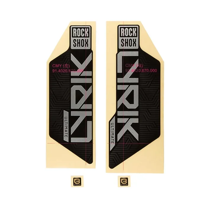 RockShox Fork Decal Kit – Lyrik Ultimate Flight Attendant 27.5″/29″ Matte Silver Foil For Gloss BLK 2023+
