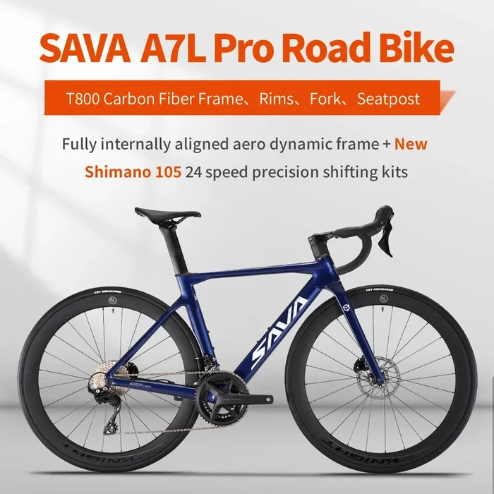 SAVA AURORA A7L /A7L Pro Carbon Road Bike, Adult Racing Bike, Equipped With Shimano 105 R7100, 24-Speed Mechanical Disc Brakes