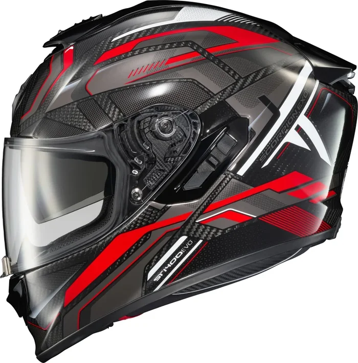 SCORPION EXO Exo-St1400 Evo Carbon Helmet Hex Gloss Red Md Red Medium