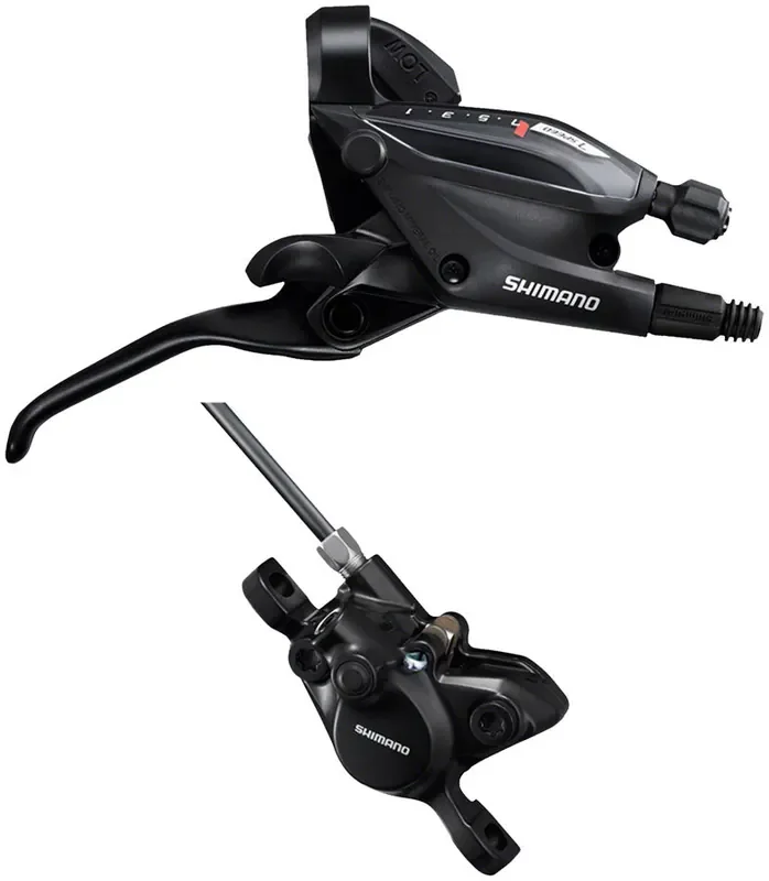 Shimano ST-EF505 EZ Fire Plus Shift/Brake Lever BR-MT200 Disc Brake Caliper – Right/Rear 7-Speed 2-Piston BLK