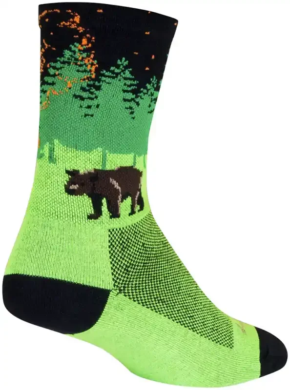 SockGuy Off the Grid Crew Socks – 6″ Green/Black/Brown Small/Medium