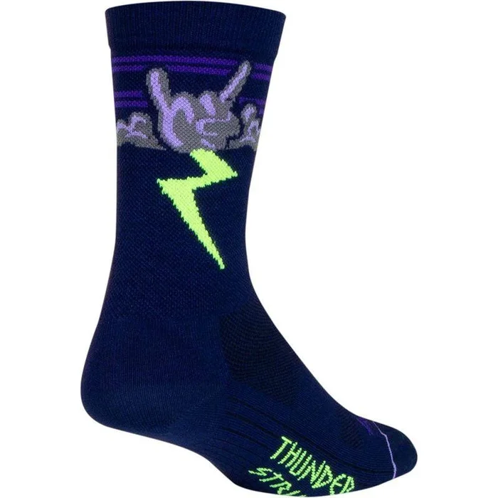 SockGuy Thunder Crew Socks – 6 Navy/Purple/Green Large/X-Large