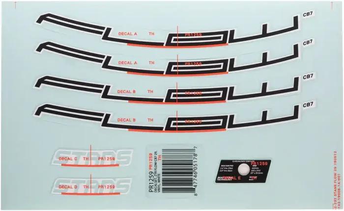 Stans Flow CB7 Rim Decal – 27.5″ White Set