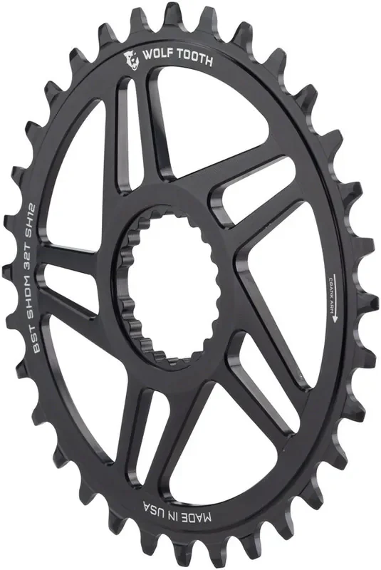 Wolf Tooth Direct Mount Chainring – 30t Shimano Direct Mount For Boost Cranks 3mm Offset Requires 12-Speed Hyperglide+ Chain BLK