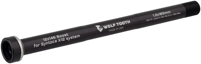 Wolf Tooth Rear Thru Axle – M12 1.0 x 165mm for X12 x 148mm Black
